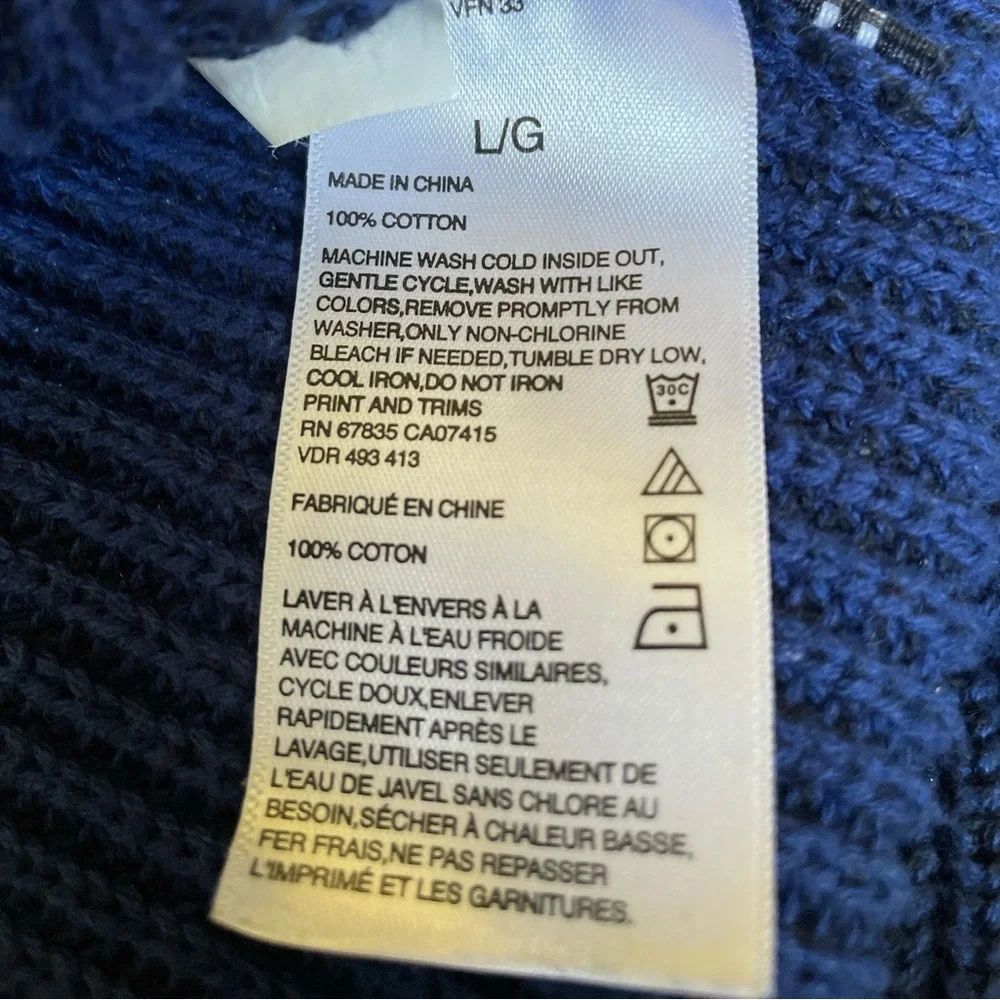 EUC, blue men’s size Large Nautica 100% cotton knit sweater, mock neck, pullover